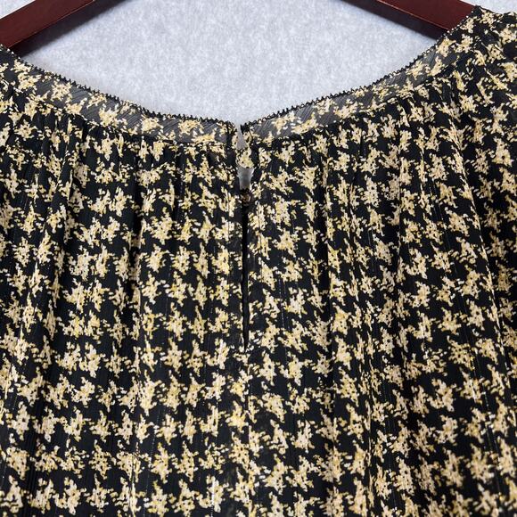 Soft Surroundings Black Gold Houndstooth 3/4 Sleeves Blouse Size Medium Petite - Picture 6 of 10